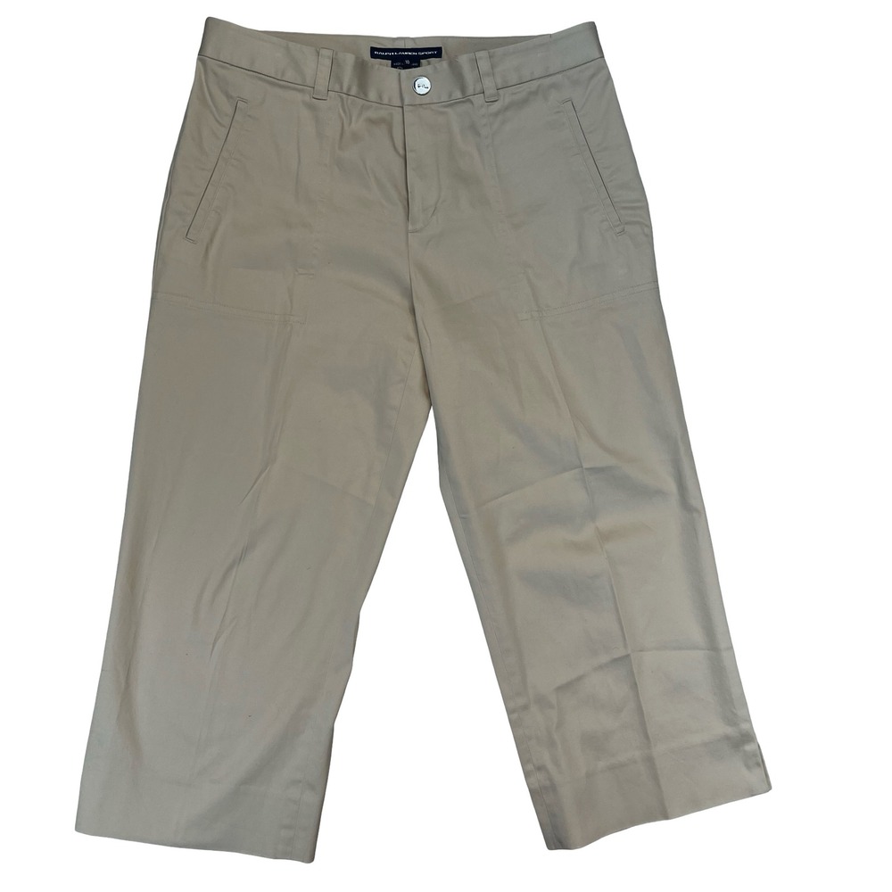 Ralph Lauren Sport Women Cropped Pants Khaki Wide Leg Chino Casual Preppy 10